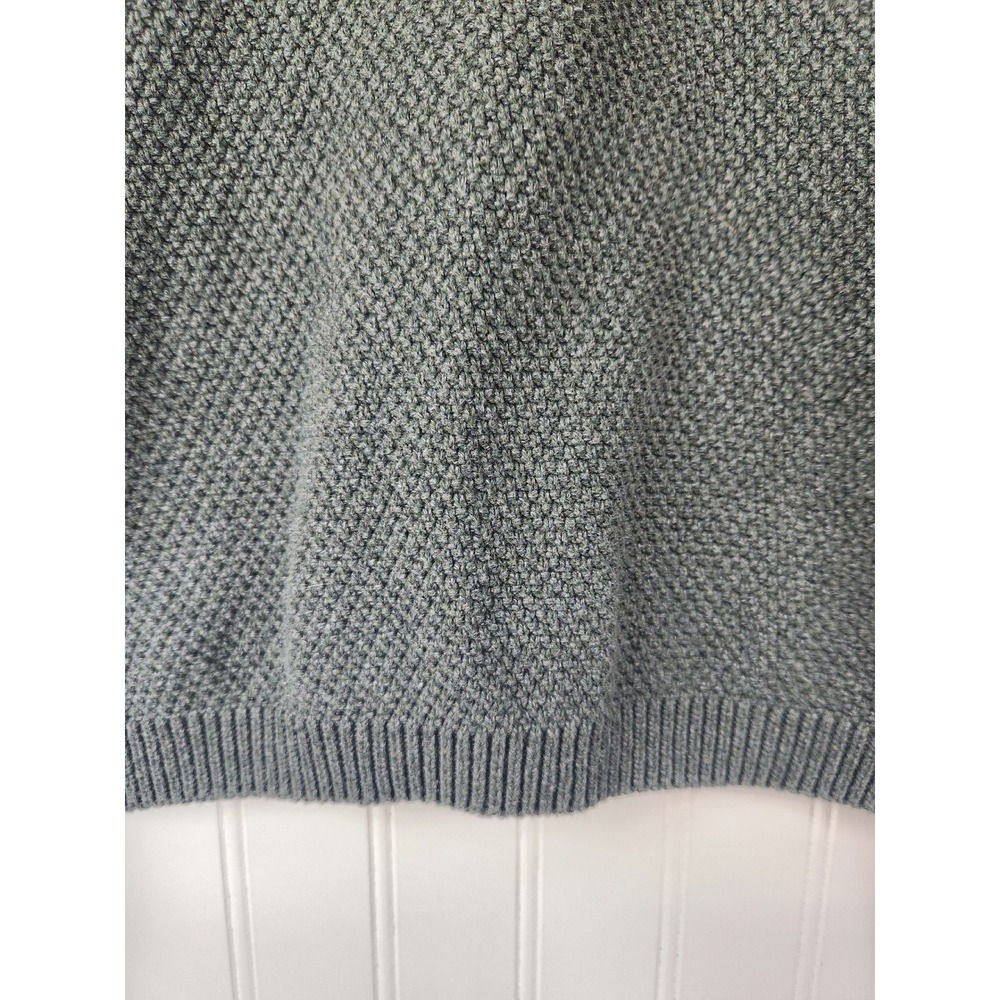 Prana Mens Organic Cotton Henley Hoodie Sweater Grey Green Textured Knit Size M - Picture 5 of 10